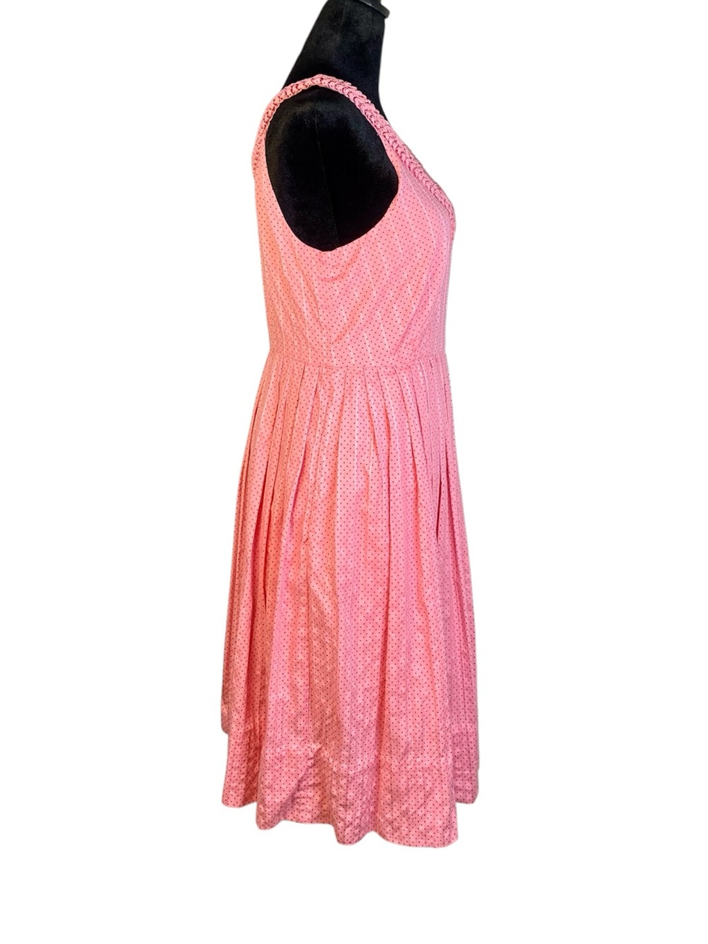 Anthropologie Moulinette Soeurs Melon Ball Pink Polka Dot Midi Dress Size 4 - Picture 7 of 12